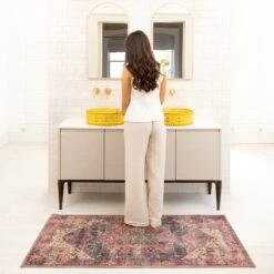 Soft Washable Multicolour Doormat - Delphine -Kukoon Rugs Store Washable delphine room web bathroom S 2 1