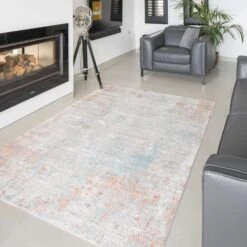 Blue Terracotta Abstract Canvas Runner Rug 12 Blue Terracotta Abstract Canvas Runner Rug -Kukoon Rugs Store William 20Living 20Room 20Rugs 20 145 5B4 5D