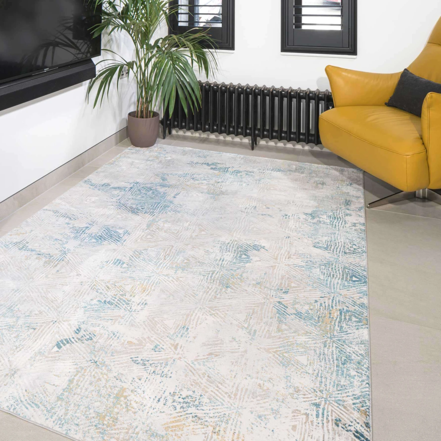 Teal Blue Cloudscape Hallway Runner Rug 5 Teal Blue Cloudscape Hallway Runner Rug - Image 3