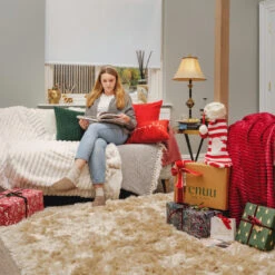 Plush Soft Cream Shaggy Area Rug - Zia 14 Plush Soft Cream Shaggy Area Rug - Zia -Kukoon Rugs Store Zia Cream Detail 4