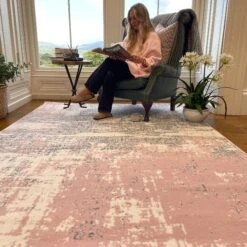 Pink Grey Distressed Runner - Milan -Kukoon Rugs Store abbcf563 f71a 46f5 81ba fd4d91c5f43b