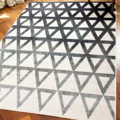 Modern Grey Geometric Triangle Living Room Rug - Powell -Kukoon Rugs Store alabama powell grey 05528