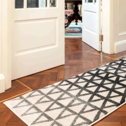 Modern Grey Geometric Triangle Living Room Rug - Powell -Kukoon Rugs Store alabama powell grey 5432 5B1 5D
