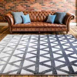 Modern Grey Geometric Triangle Living Room Rug - Powell -Kukoon Rugs Store alabama powell grey 5432 5B2 5D