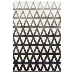 Modern Grey Geometric Triangle Living Room Rug - Powell