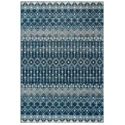 Blue Moroccan Tile Living Room Rug