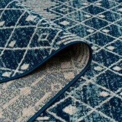 Blue Moroccan Tile Living Room Rug -Kukoon Rugs Store amora blue 4967