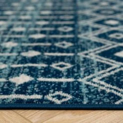 Blue Moroccan Tile Living Room Rug -Kukoon Rugs Store amora blue 5646 5B4 5D