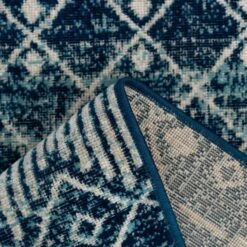 Blue Moroccan Tile Living Room Rug -Kukoon Rugs Store amora blue 5646 5B5 5D