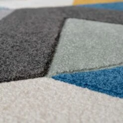 Multicolour Woven Geometric Area Rug - Angora 15 Multicolour Woven Geometric Area Rug - Angora -Kukoon Rugs Store angora blue 0029 5B4 5D