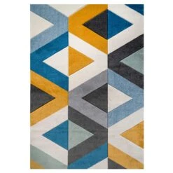 Multicolour Woven Geometric Area Rug - Angora