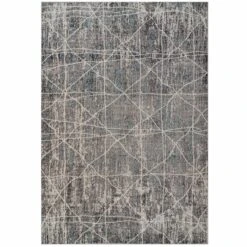 Distressed Grey Trellis Area Rug