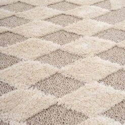 Beige White Rhombic Rug - Reva -Kukoon Rugs Store ashbee reva white 06731