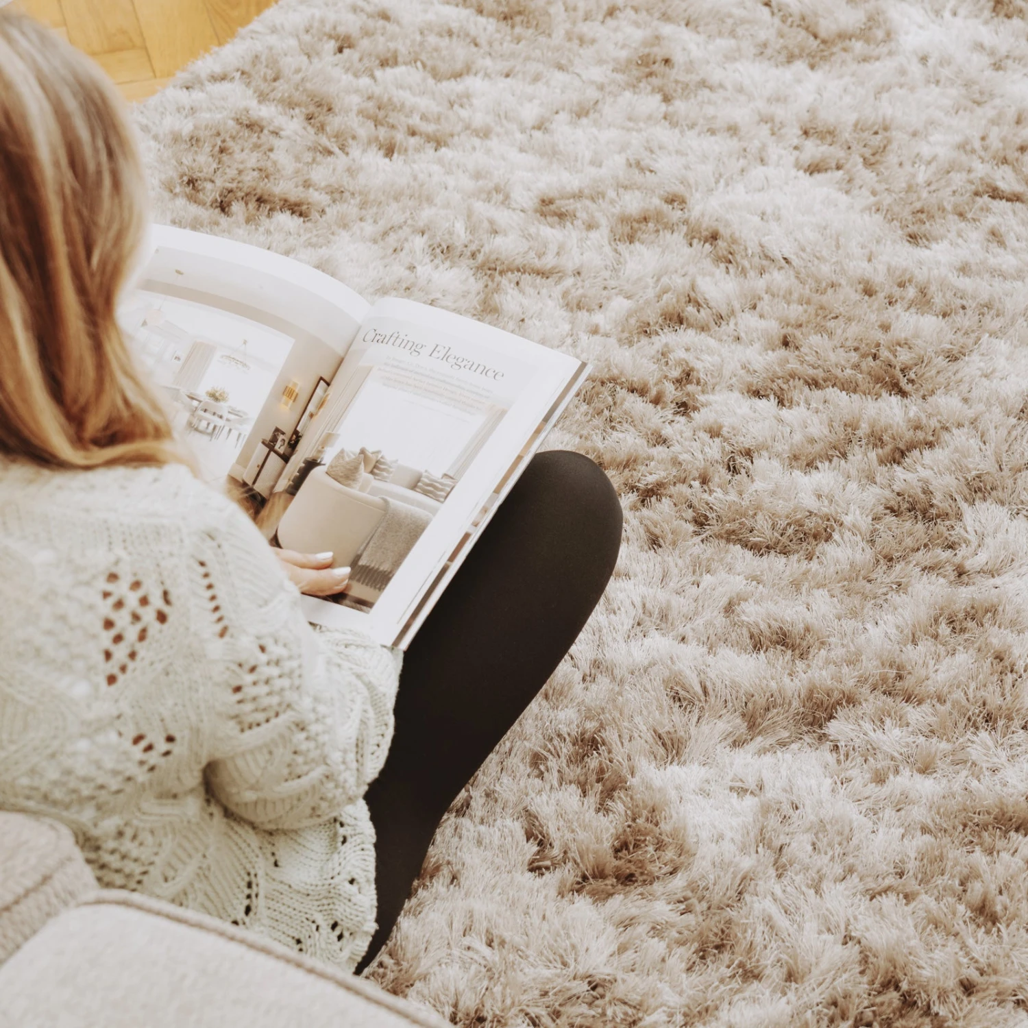 Plush Soft Greige Shaggy Rug - Zia 6 Plush Soft Greige Shaggy Rug - Zia - Image 4