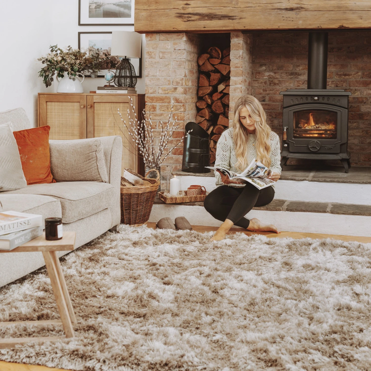 Plush Soft Greige Shaggy Rug - Zia 4 Plush Soft Greige Shaggy Rug - Zia - Image 2