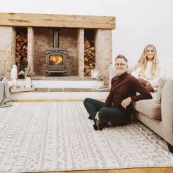 Grey Cream Aztec Scandi Rug - Fable -Kukoon Rugs Store autumn campaign ashbee john emma 00449 2 for web