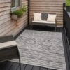 Grey Aztec Textured Flatweave Indoor Outdoor Area Rug - Pavillion -Kukoon Rugs Store aztec grey 00188