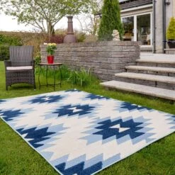 Light Blue Aztec Outdoor Area Rug - Bali 12 Light Blue Aztec Outdoor Area Rug - Bali -Kukoon Rugs Store bali blue 3505 5B1 5D
