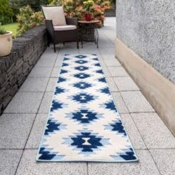 Light Blue Aztec Outdoor Area Rug - Bali 14 Light Blue Aztec Outdoor Area Rug - Bali -Kukoon Rugs Store bali blue 3505 5B4 5D