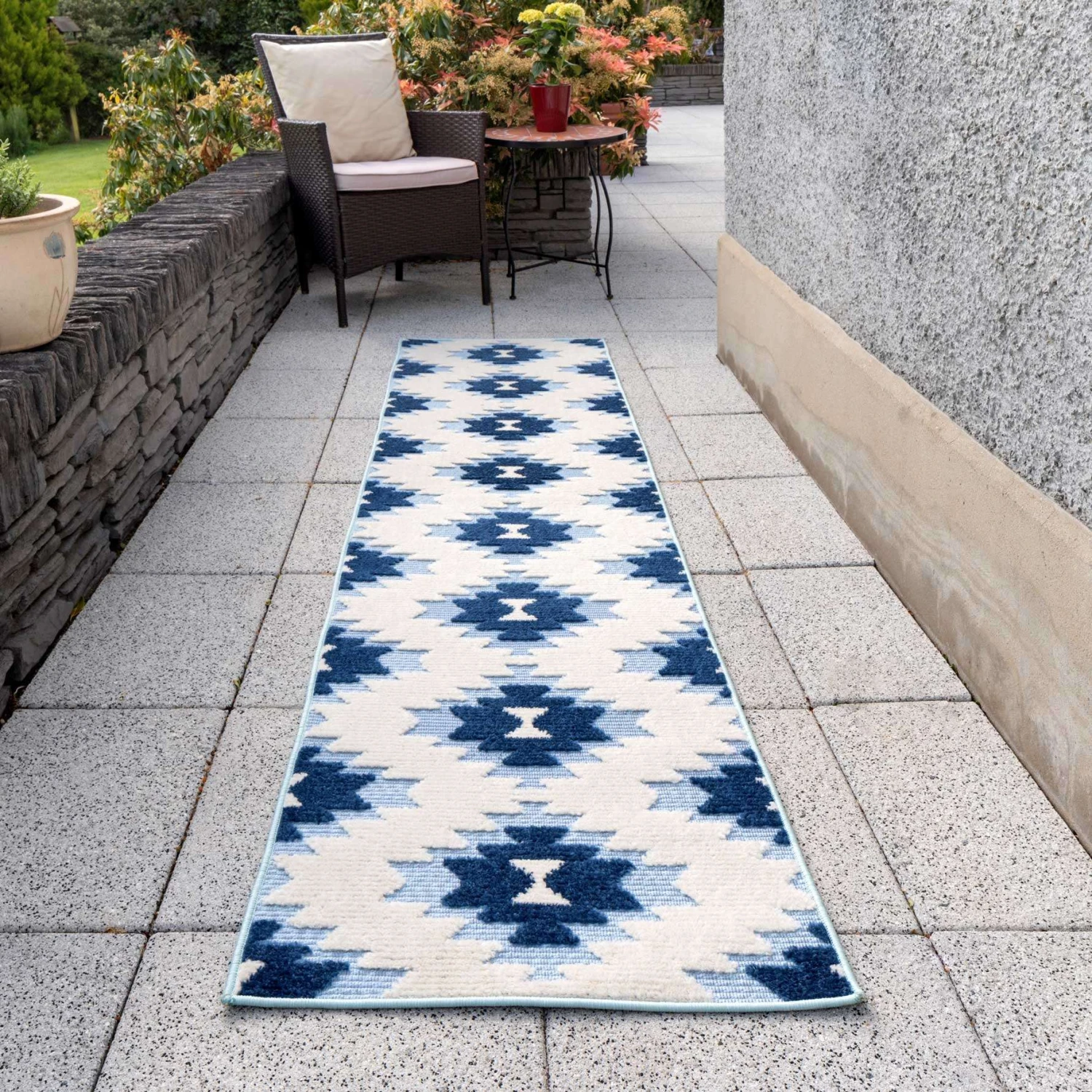 Light Blue Aztec Outdoor Area Rug - Bali 8 Light Blue Aztec Outdoor Area Rug - Bali - Image 6
