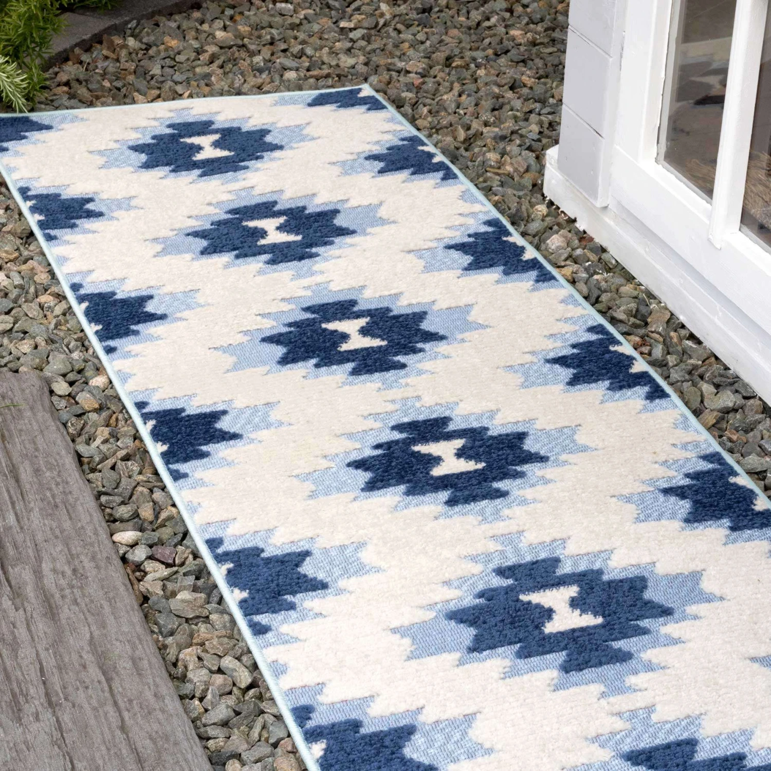 Light Blue Aztec Outdoor Area Rug - Bali 9 Light Blue Aztec Outdoor Area Rug - Bali - Image 7