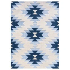 Light Blue Aztec Outdoor Area Rug - Bali
