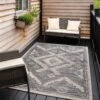 Grey Textured Flatweave Aztec Indoor Outdoor Area Rug - Bartlett -Kukoon Rugs Store bartlett grey 1864