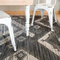 Grey Textured Flatweave Aztec Indoor Outdoor Area Rug - Bartlett -Kukoon Rugs Store bartlett grey 1864 5B3 5D
