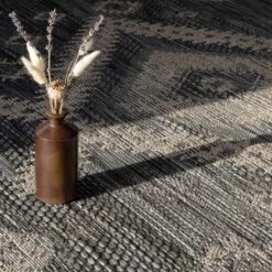 Grey Textured Flatweave Aztec Indoor Outdoor Area Rug - Bartlett -Kukoon Rugs Store bartlett grey 1864 5B5 5D