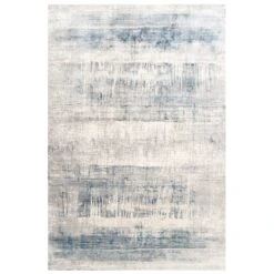Soft Blue Distressed Abstract Living Room Area Rug - Bedtime