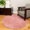 Blush Pink Shaggy Circle Rug -Kukoon Rugs Store blush 0662