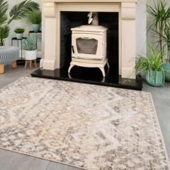 Distressed Grey Gold Diamond Area Rug - Boyce -Kukoon Rugs Store boyce natural 3078 5B2 5D