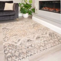 Distressed Grey Gold Diamond Area Rug - Boyce -Kukoon Rugs Store boyce natural 3078 5B3 5D
