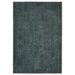 Vintage Distressed Green Washable Area Rug - Cleo