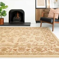 Traditional Cream Motif Bordered Rug - Dana -Kukoon Rugs Store dana cream 4309 5B1 5D