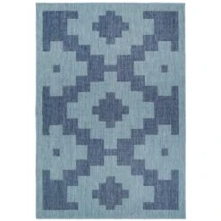 Blue Geometric Indoor Outdoor Area Rug - Shelly -Kukoon Rugs Store decker shelly blue 02972