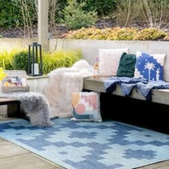 Blue Geometric Indoor Outdoor Area Rug - Shelly