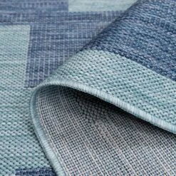 Blue Geometric Indoor Outdoor Area Rug - Shelly -Kukoon Rugs Store decker shelly blue 03402 5B5 5D