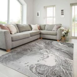 Modern Grey Textured Living Room Rug - Delta -Kukoon Rugs Store delta grey
