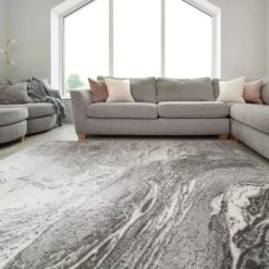 Modern Grey Textured Living Room Rug - Delta -Kukoon Rugs Store delta grey 5B1 5D