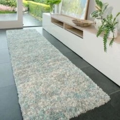 Soft Mottled Duck Egg Shaggy Area Rug - Camberley -Kukoon Rugs Store duck egg blue 07137 5B5 5D