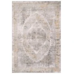 Traditional Grey Medallion Living Room Rug - Dunn