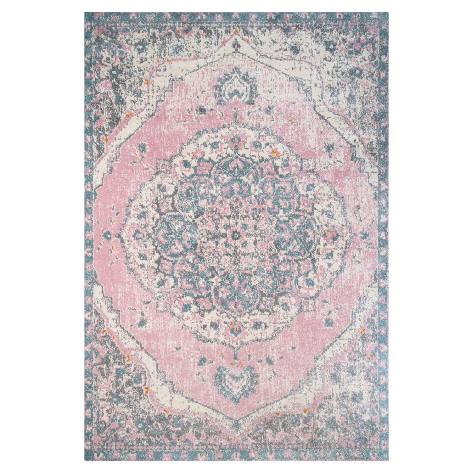 Distressed Pink Medallion Area Rug - Emelia 3 Distressed Pink Medallion Area Rug - Emelia