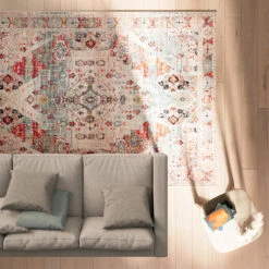 Traditional Medallion Washable Rug - Hue 24 Traditional Medallion Washable Rug - Hue -Kukoon Rugs Store everyday Hue Room web overhead Livingroom