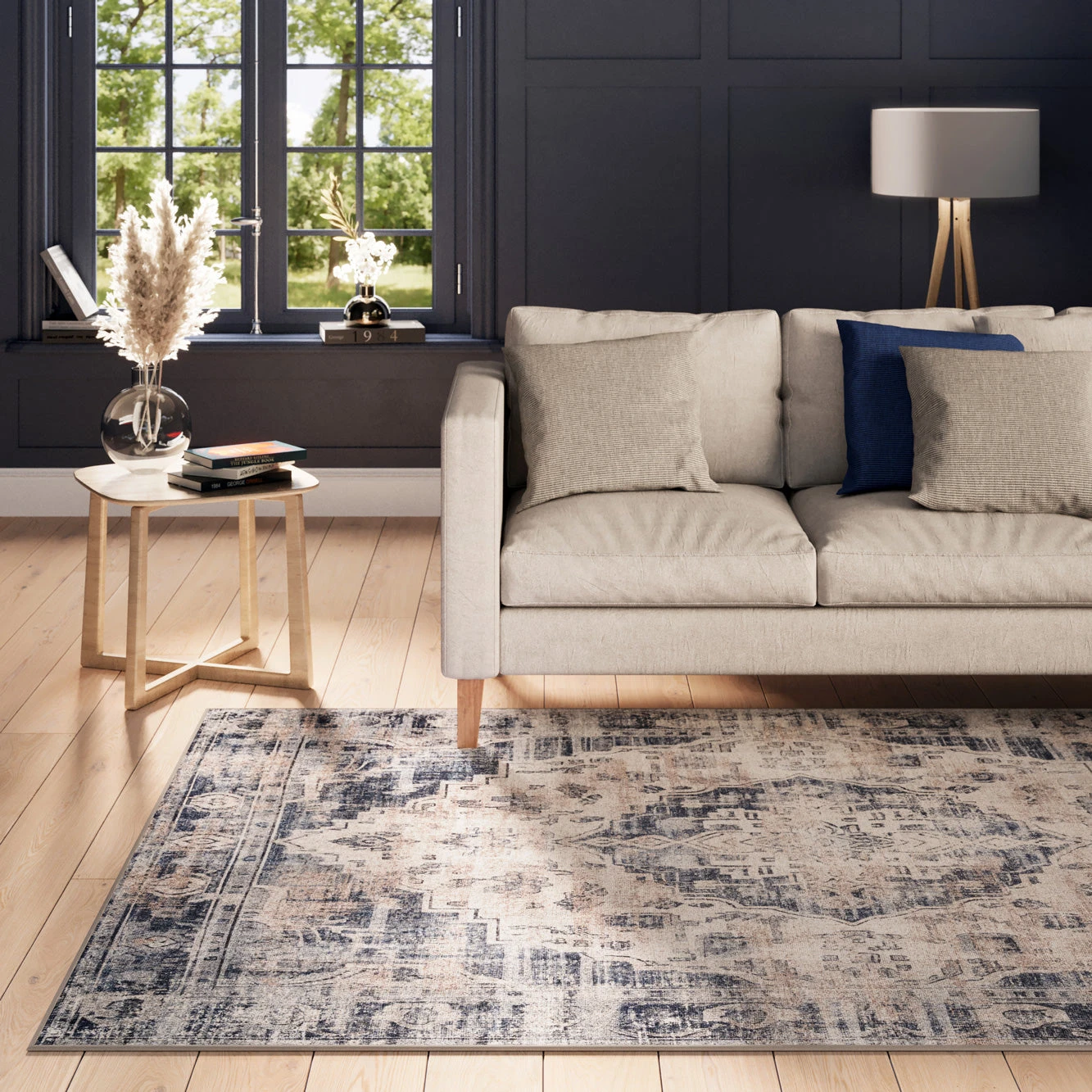 Washable Blue Traditional Rug - Kith 5 Washable Blue Traditional Rug - Kith - Image 3