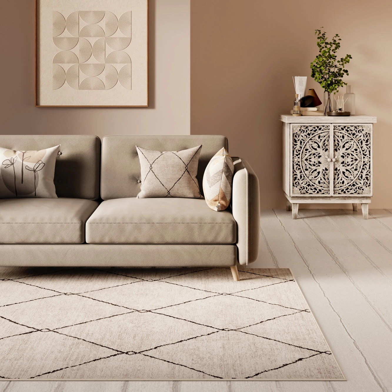 Washable Berber Trellis Rug - Sol 11 Washable Berber Trellis Rug - Sol - Image 9