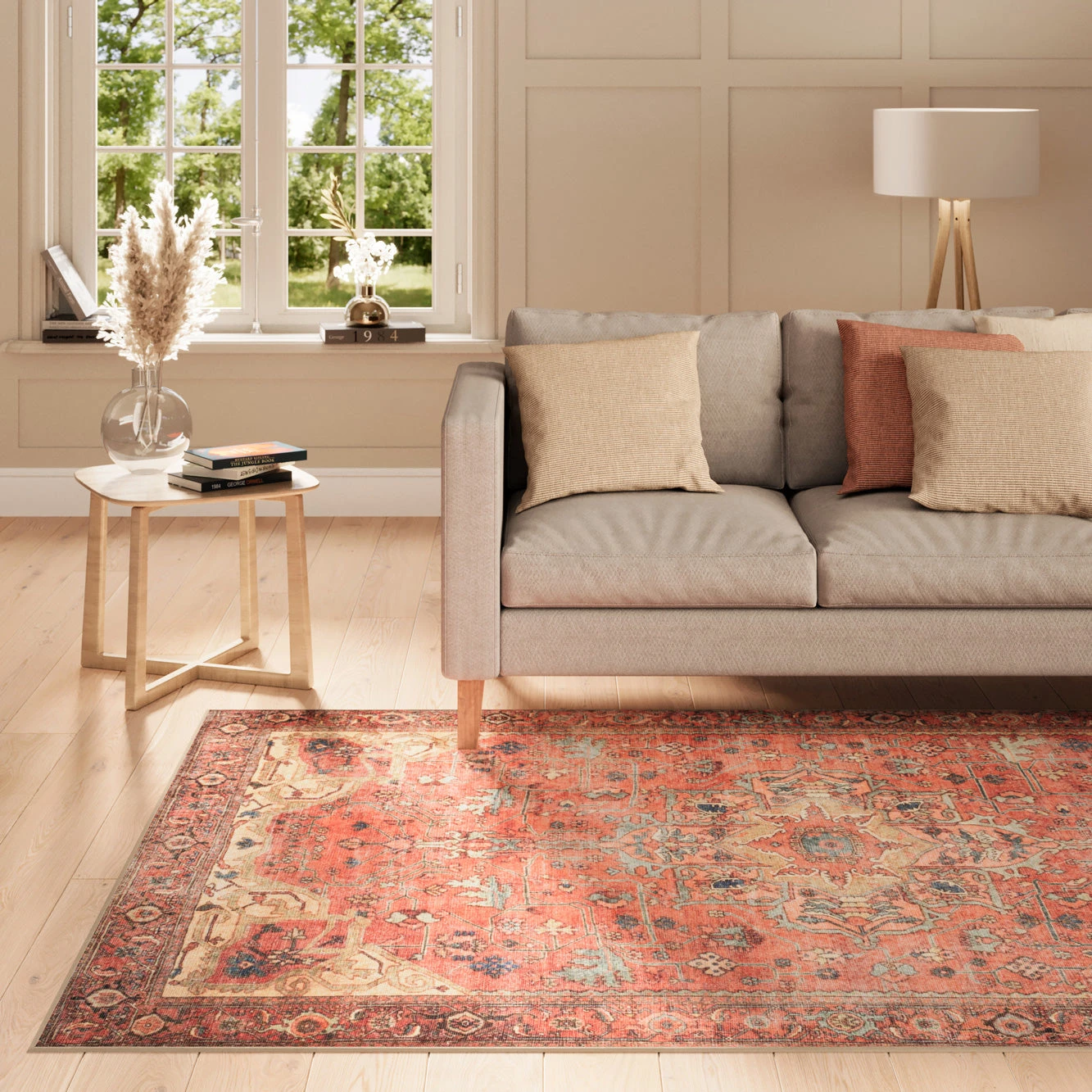 Kashan Washable Terracotta Rug - Viv 6 Kashan Washable Terracotta Rug - Viv - Image 5