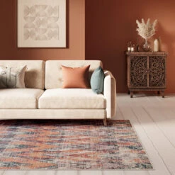 Washable Multicolour Zig Zag Rug - Ziggy -Kukoon Rugs Store everyday Ziggy Room web Livingroom 1