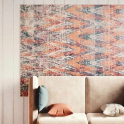 Washable Multicolour Zig Zag Rug - Ziggy -Kukoon Rugs Store everyday Ziggy Room web Livingroom overhead 2