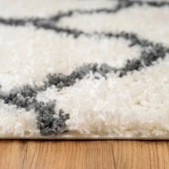 Cream Moroccan Trellis Shaggy Rug 14 Cream Moroccan Trellis Shaggy Rug -Kukoon Rugs Store florence denali cream 9508